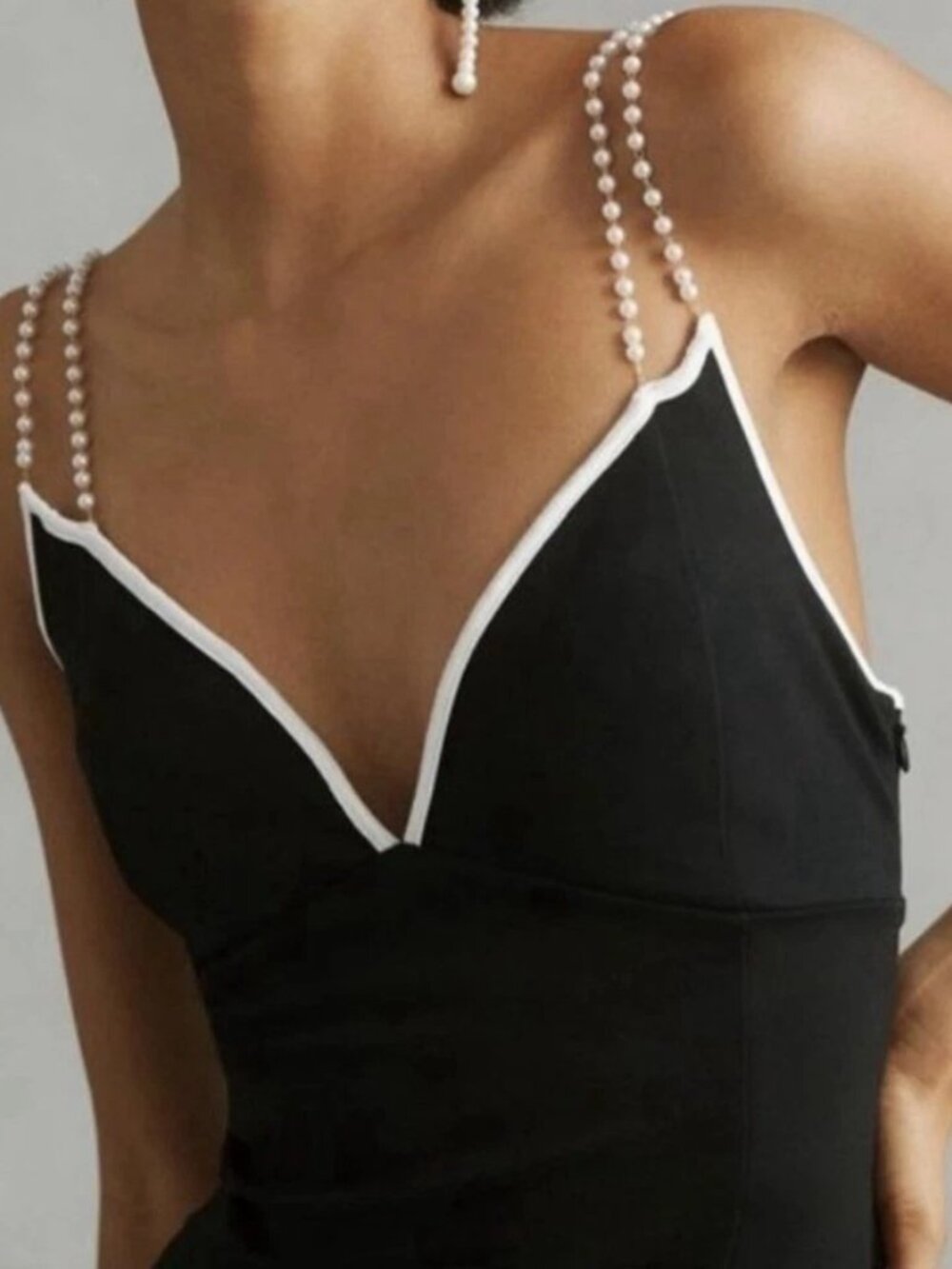 Maeve Anthropologie NWT Pearl Strap Black Cocktail Midi Sheath Dress Size XL - Picture 3 of 8